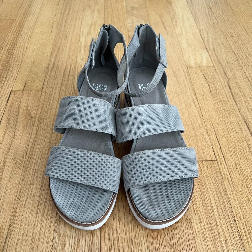 Eileen Fisher Keno Platform Strappy Sandals Gray Women's Size 9